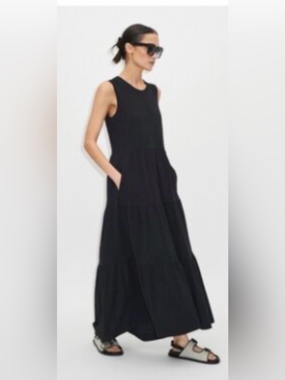 ME+EM Black Sleeveless Tiered Maxi Dress